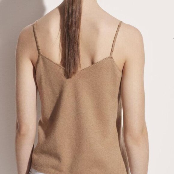Vince Crochet Strap Cashmere Tank in Dune - Picture 2 of 6